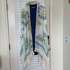 Elegant Navy Blue Sleeveless Dress sz L kimono one sz fits all